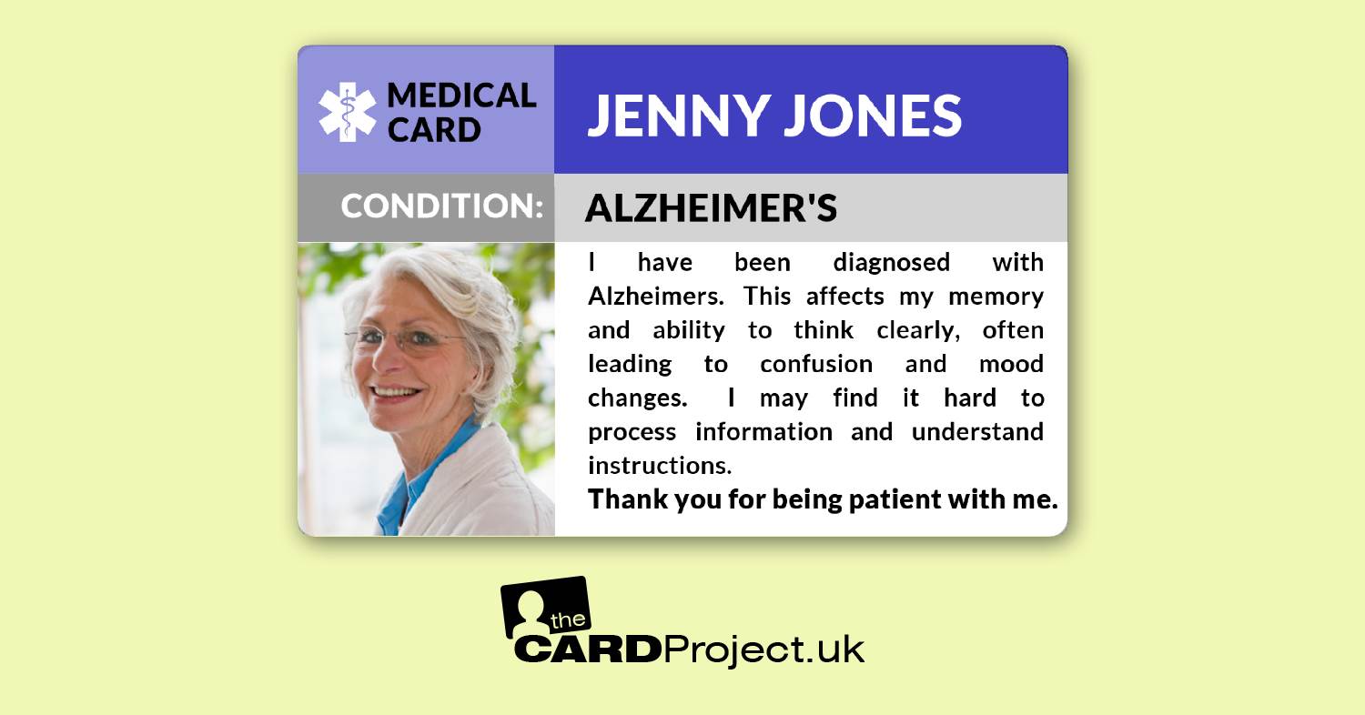 Alzheimer's Awareness Photo Medical ID Alert Card  (FRONT)